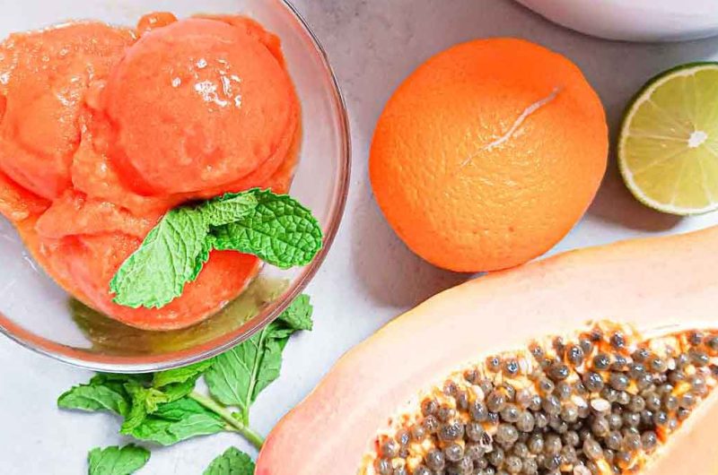 Sorbete de papaya naranja, postre que mejora tu digestión