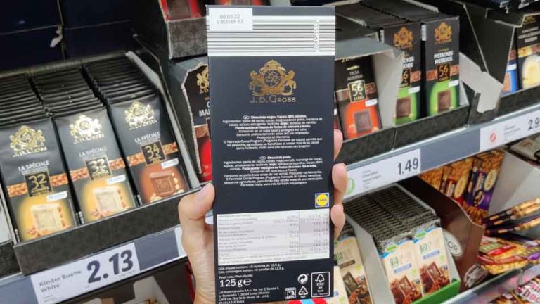 Tableta de chocolate 85% JD Gross etiqueta