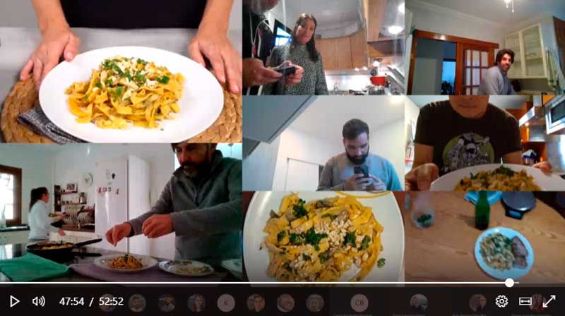 Imagen de la sesión de curso de cocina por Teams de Intelequia