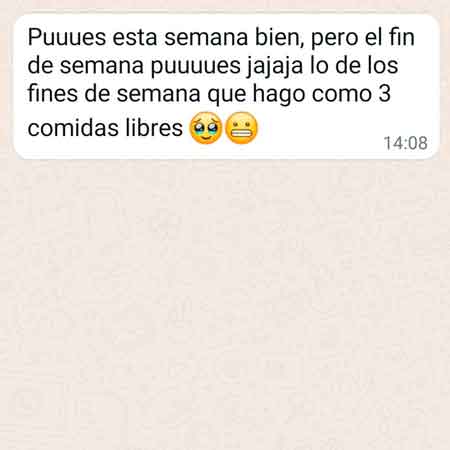 Mensaje de una clienta con una excusa: el fin de semana