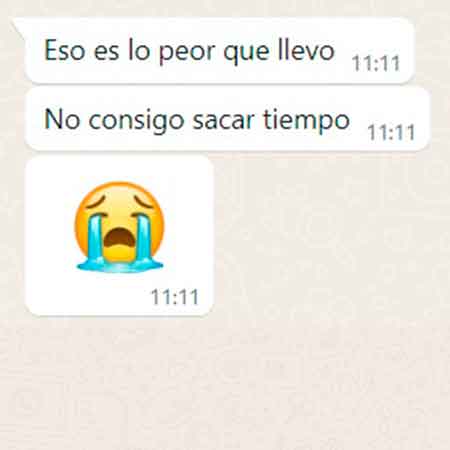 Mensaje de una clienta con una excusa: la falta de tiempo