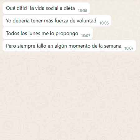 Mensaje de una clienta con una excusa: la vida social