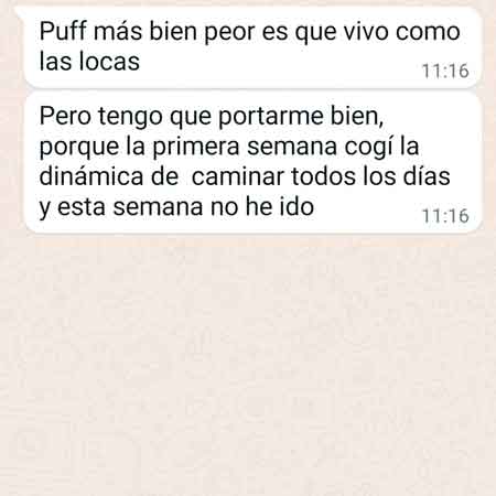Mensaje de una clienta con una excusa: ir siempre con prisas